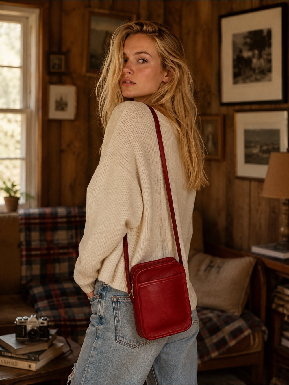 Coach Vintage Kit Camera Bag Glovetanned Deep Red Leather Crossbody Saddle 9973